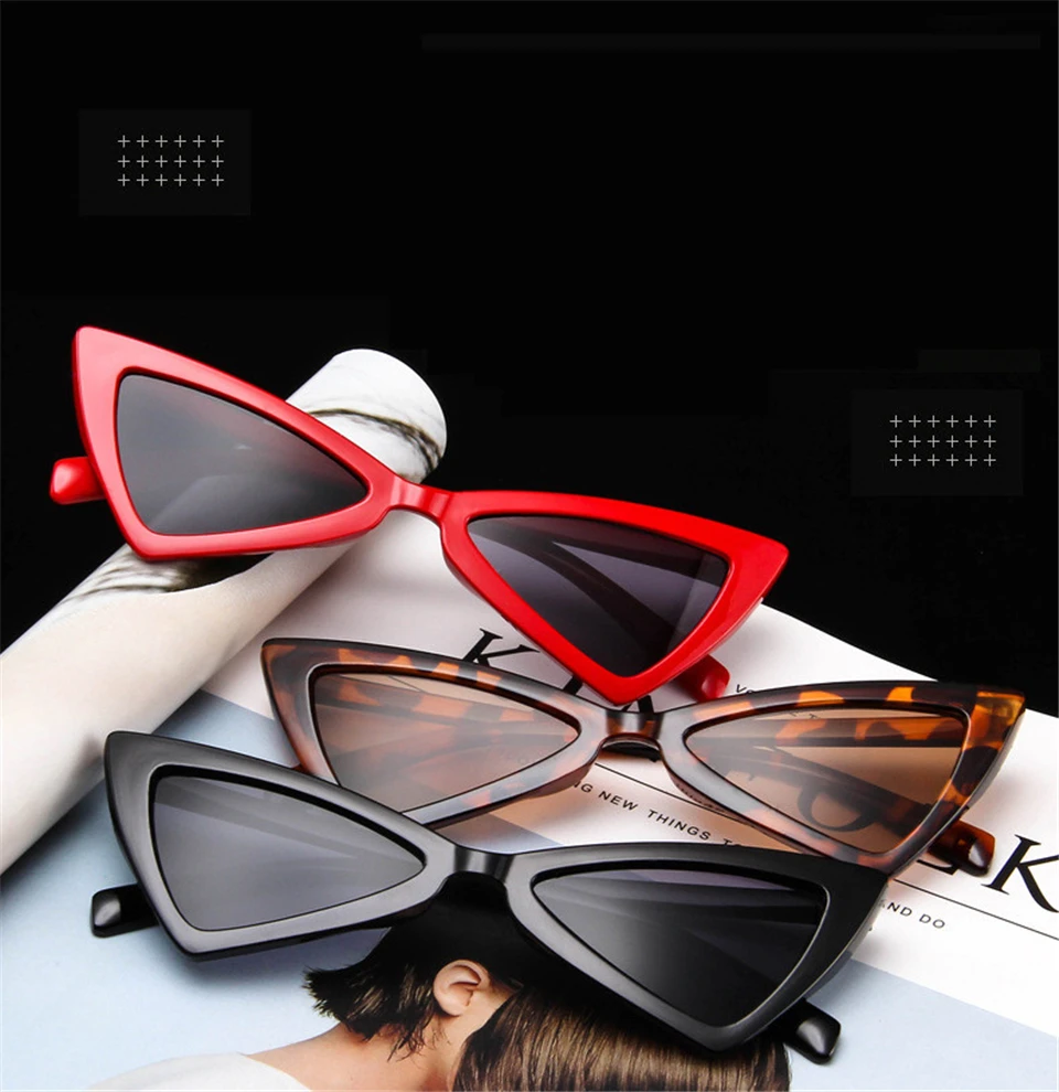 NEW brand design new European American cat eye glasses sunglasses ladies retro sunglasses transparent box colorful glasses (3)