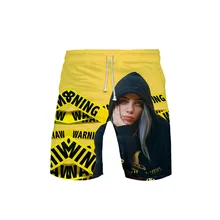 Billie Eilish 3D принт хип-хоп шорты мужские и женские дышащие пляжные плавающие шорты Homme Свободные повседневные быстросохнущие брюки из полиэстера Qry