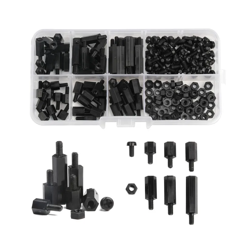 180PCS M3 Nylon Standoff Kit Male to Female Length 6 20m Black M3 Nylon