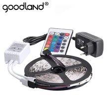RGB LED Strip Light 2835 SMD 5M 300LEDs Flexible Light LED Tape IR Remote Controller 12V 2A Power Adapter Home Decoration Lamps