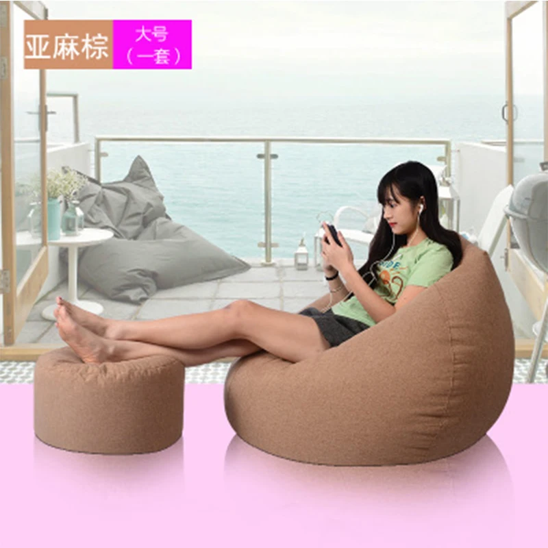 Bean Bag Cover Lounger Sofa Chairs Ottoman Set Outdoor Pouf Puff Seat Living Room Furniture without Filling Lazy Beanbag Beds