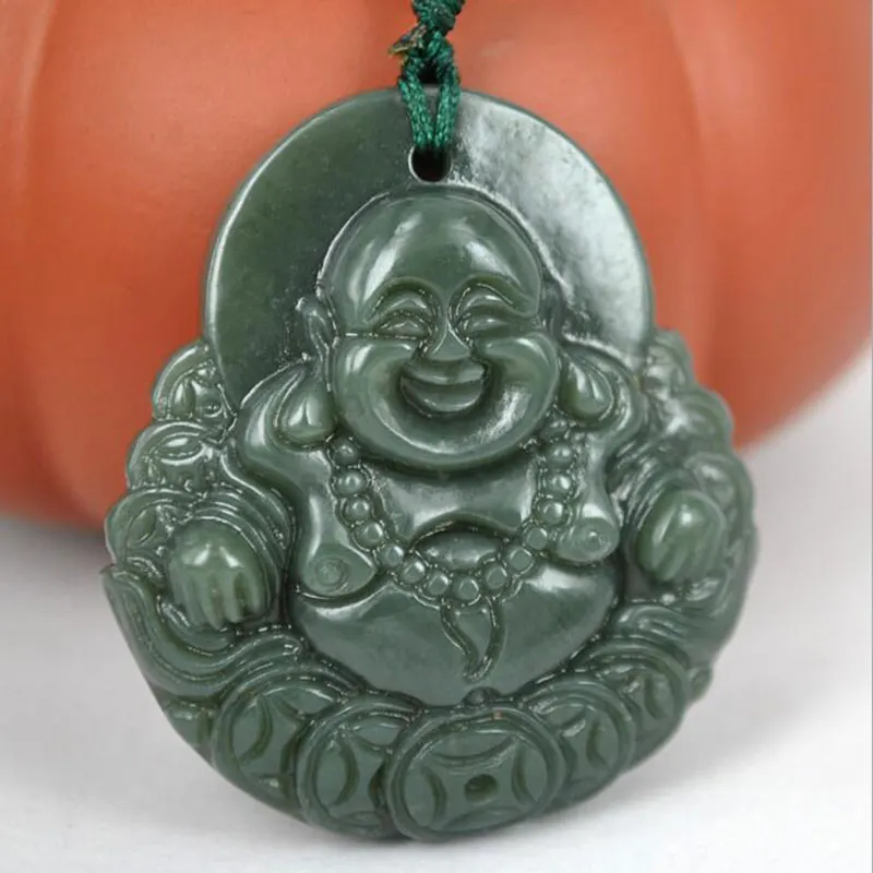 

wholesale 2pcs Beautiful Fashion Jewelry Green Jade Buddha Lucky Pendant Amulet Necklace