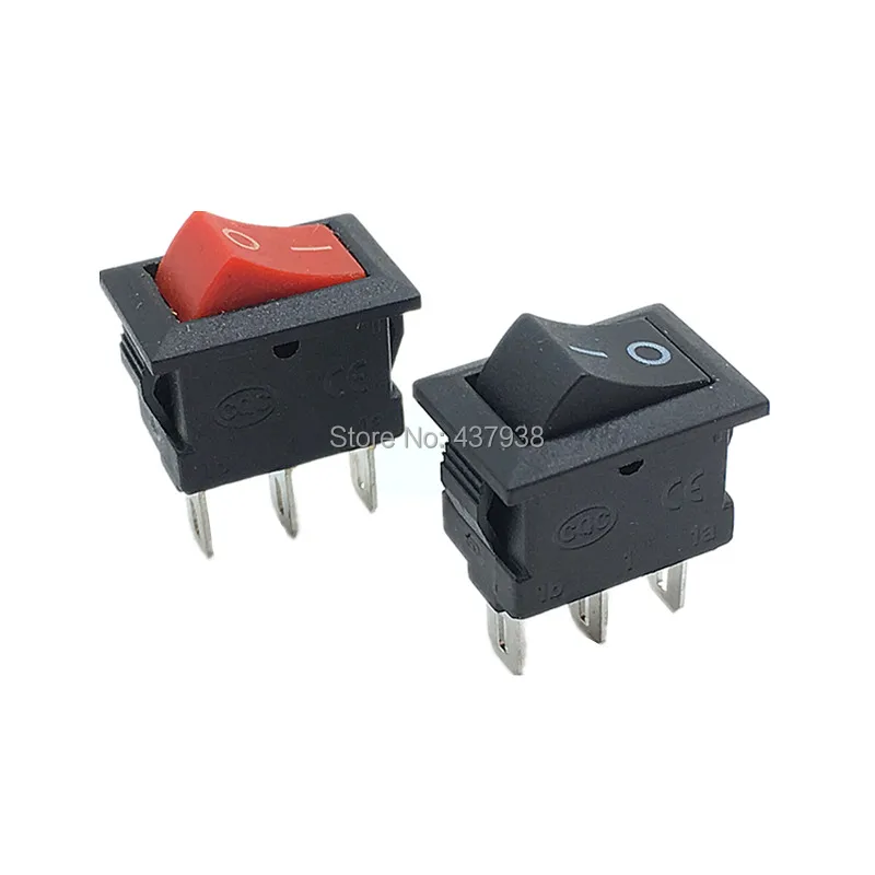 

10pcs Push Button Switch 10x15mm SPST 3Pins 2 Position 3A 250V KCD11 On/Off Boat Rocker Switch 10MM*15MM Black Red