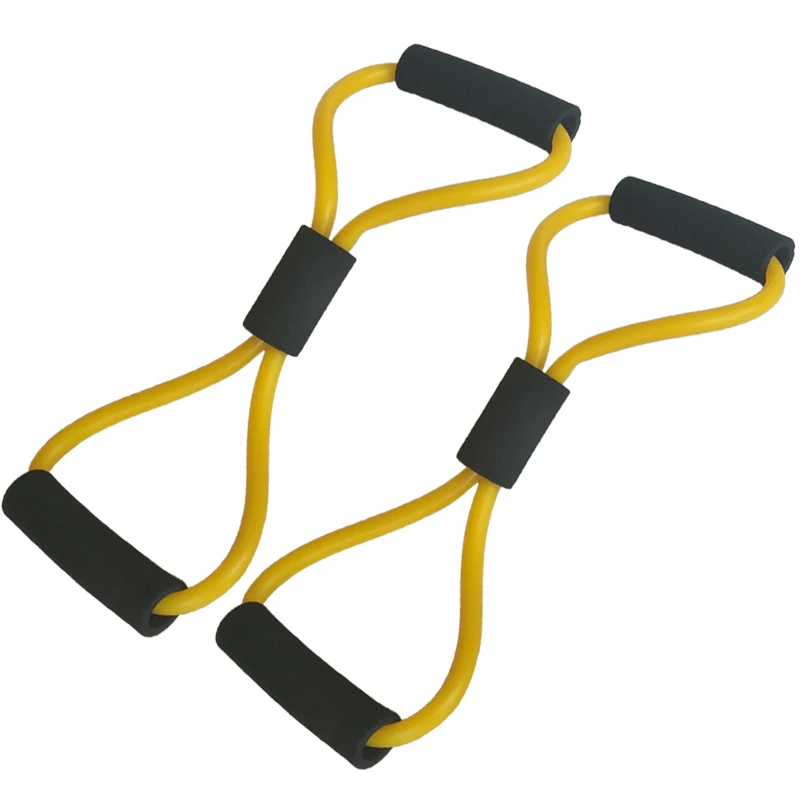 2 шт. 8-образный сопротивление контура группы tube for yoga фитнес пилатес тренировки упражнения фитнес-оборудование груди разработчик - Цвет: 2pcs.Yellow