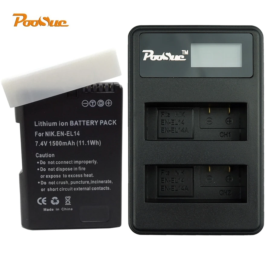 

EN-EL14a Battery EN EL14a EN-EL14 +5V LCD Charger EN EL14 For Nikon D5300 D5200 D5100 D3300 D3200 D3100 P7100 P7700 P7800 P7000
