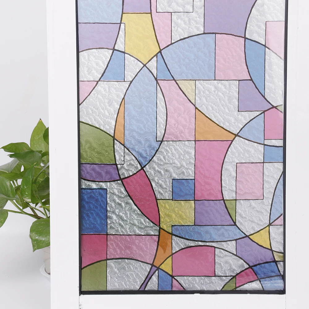 

2D printed Static Window Film Stained Glass Panel Window Film Privacy Protection Film Decoration Static Cling 90cmx30cm