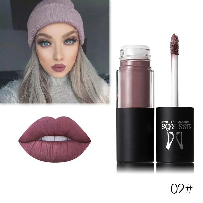 

MISS ROSE 12Color Velvet Matte Nude Liquid Lipstick Moisturizing Waterprof Lip Gloss Tint Makeup Long Lasting Charming Rouge Lip