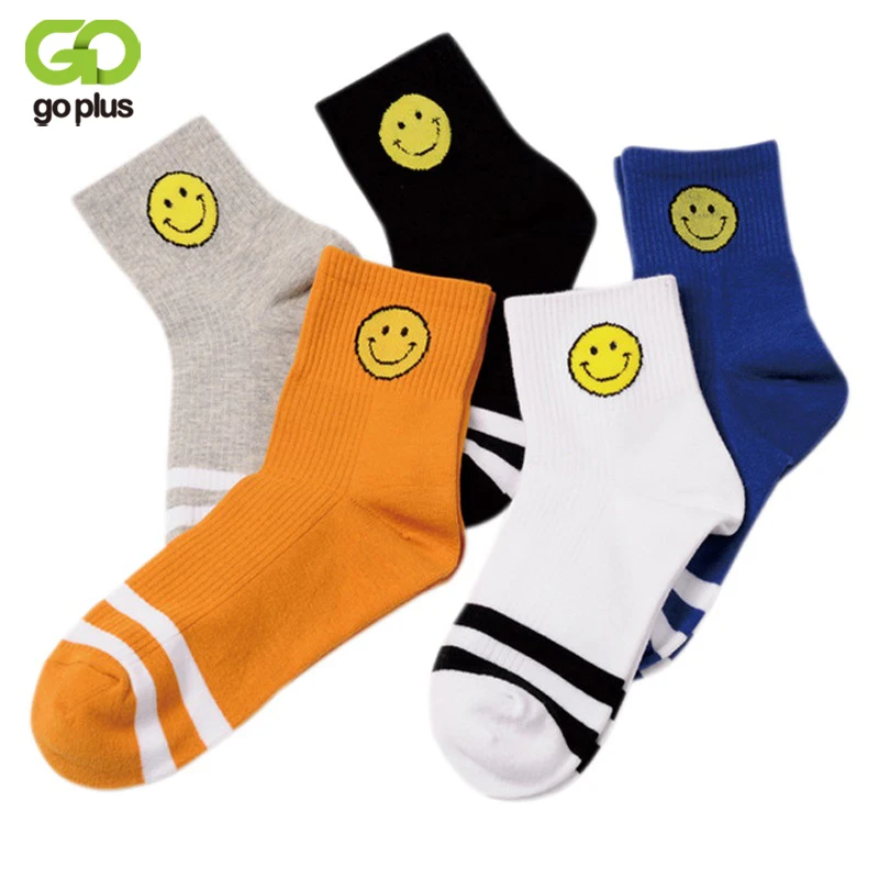 GOPLUS 2017 Unisex Emoji Socks Gosha Strip Solid Blue White Black