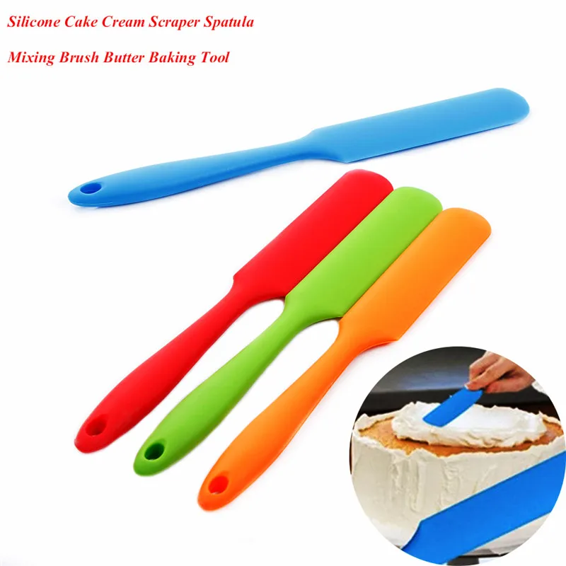 

Non Stick Long Handle Silicone Cake Cream Scraper Spatula Mixing Baking Batter Scraper Pastry Tools Kitchen Accessories