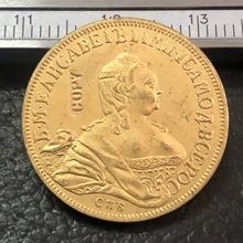 1762 русские 5 рублей-Ekaterina II 22K позолоченная копия монеты