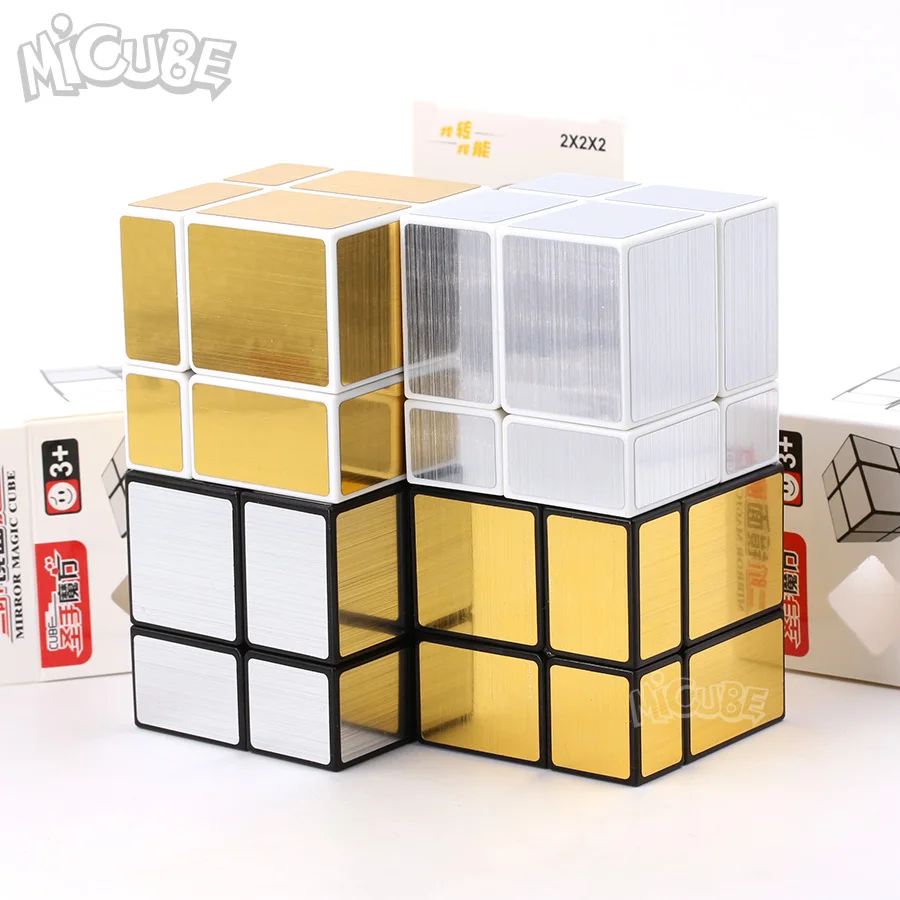 Micube ShengShou 2x2x2 зеркала Cube блоки Серебряные; золотые литые покрытием блестящие Magic Cube головоломки мозг IQ развивающие игрушки