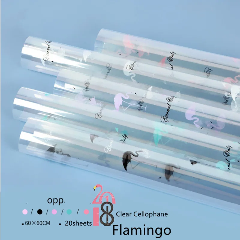 

Flamingo Clear Cellophane Packing Cello Plastic Film Paper Candy Cake Cookie Packaging Craft Gift Flower Floral Wrapping Matrial