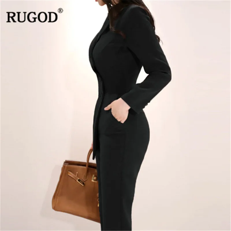 RUGOD элегантные женские костюмы Длинные Блузки брюки комбинезоны боди офисная