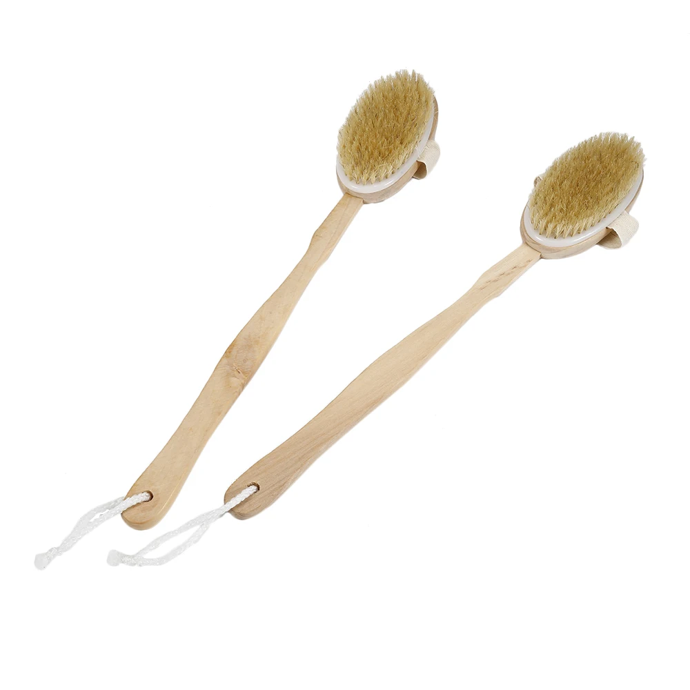 جديد 42x7 سنتيمتر مقبض طويل فرشاة خشبية الخشب الطبيعي الخشن فرشاة فرشاة الجسم مدلك حمام دش عودة سبا الغسيل إزالة حب الشباب