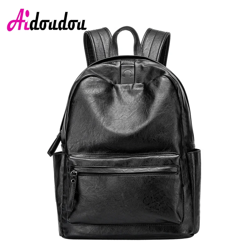 Black School Bags For Women Soft Large Sheepskin +PU Leather Bagpacks Woman Laptop Harajuku Travel Backpack sac a dos femme