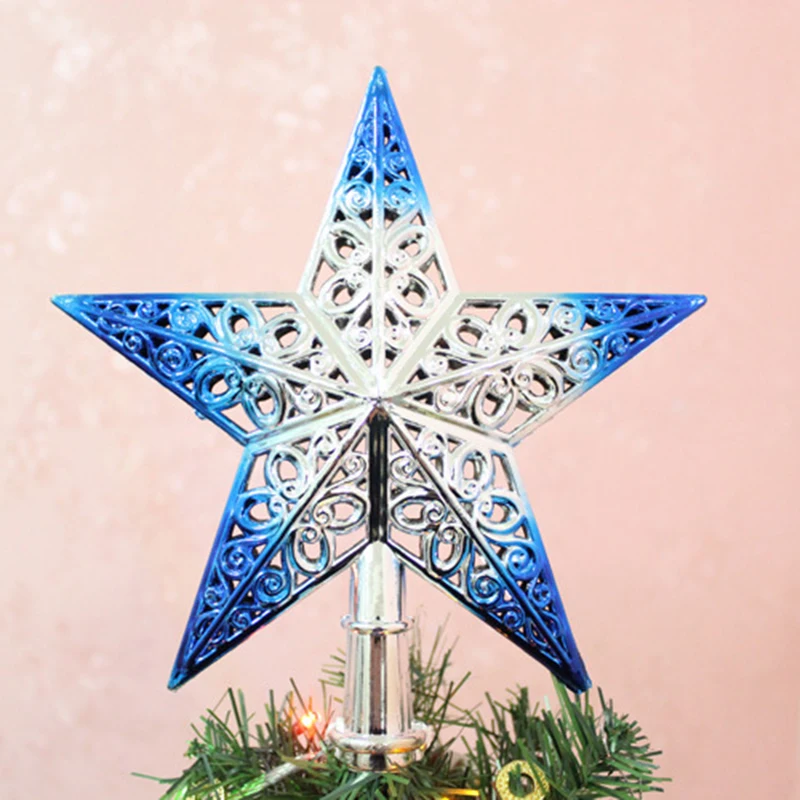 Симпатичные Красочные звезды Рождественская елка полые пятиконечные звезды сверкающие висят Рождественский Декор, орнамент верхушка деревьев