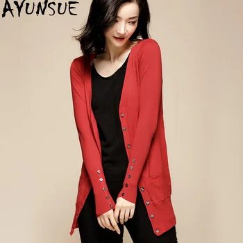 

AYUNSUE Knitwear Women's Cardigan 2020 New Knitted Ladies Sweaters Long Cardigan Korean Spring Autumn Clothes 1202 KJ2750