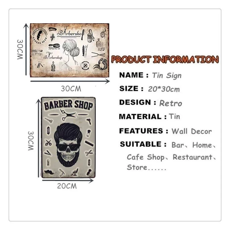 Винтажное украшение для парикмахерской стрижка и бритье бороды жестяные знаки металлическая пластина рекламный плакат для паба магазин домашнего искусства Декор