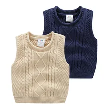 Kids Solid Sweater Vests 2016 Fall Winter Kroean New Baby Boys Pullover Sleeveless Sweater Casual Outerwear & Vests & Waistcoats