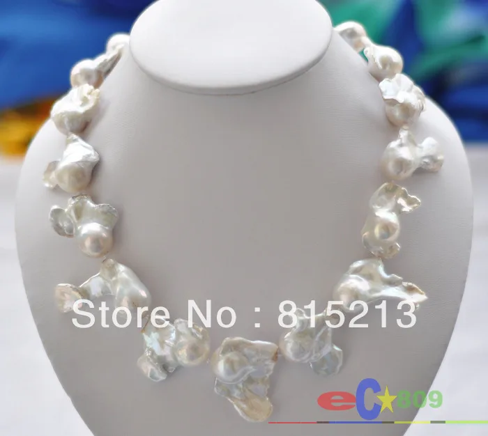 

ddh00983 HUGE 18" WHITE BAROQUE KESHI REBORN PEARL NECKLACE 28% Discount