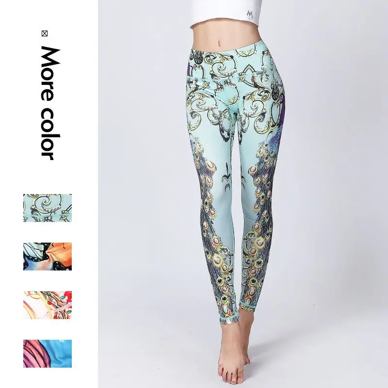 

2019 Hrajuku Peacock Butterfly 3D Print Women Soft Stretchable Fitness Legging High Waist Capris Pant Quick-drying Sweatpants