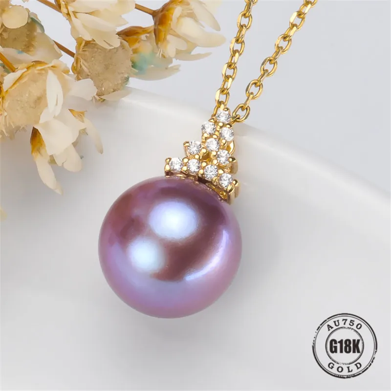 

DIY Pendant Jewelry Findings Blank Pendants Bracket AU750 G18K Yellow Gold Simple Bracket Natural Pearl Cap Accessories