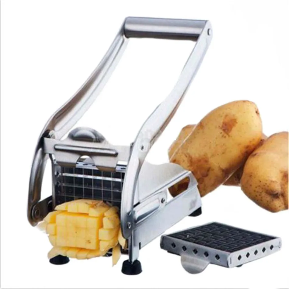 Drop Ship Stainless Steel French Home Fry Fries Potato Chips Strip Cutting Cutter Machine Maker Slicer Chopper Dicer + 2 Blades