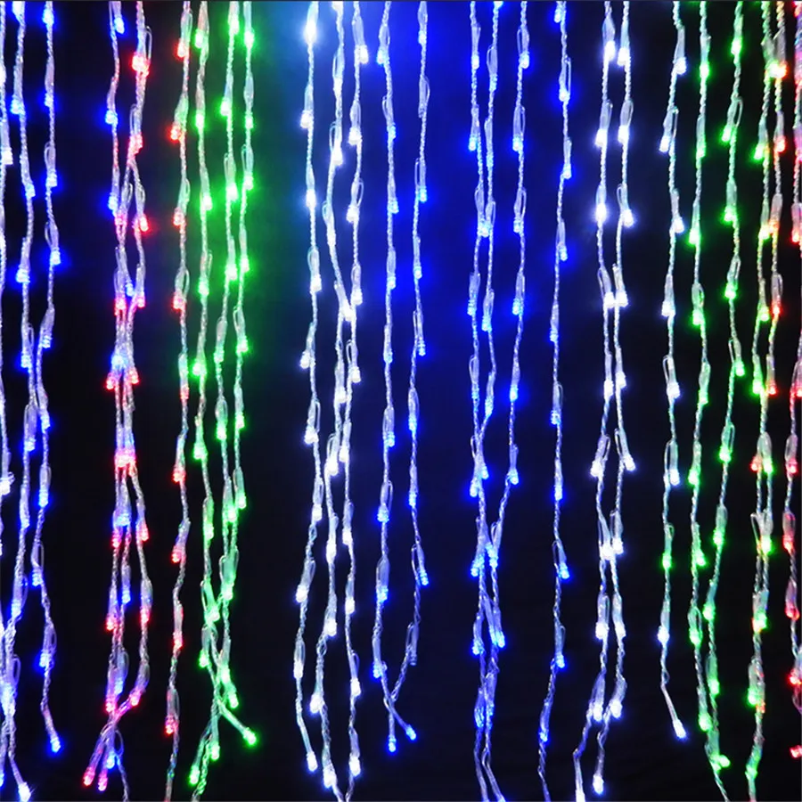 

3MX3M 300 LED Curtain Light Outdoor Fairy Background Curtain String Garlands With 8 Modes Controller For Christmas Wedding D12