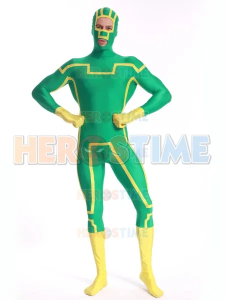 

New Kick-Ass Spandex Superhero Costume Spandex Zentai Bodysuit Custom Made adults/kids zentai catsuit Halloween party