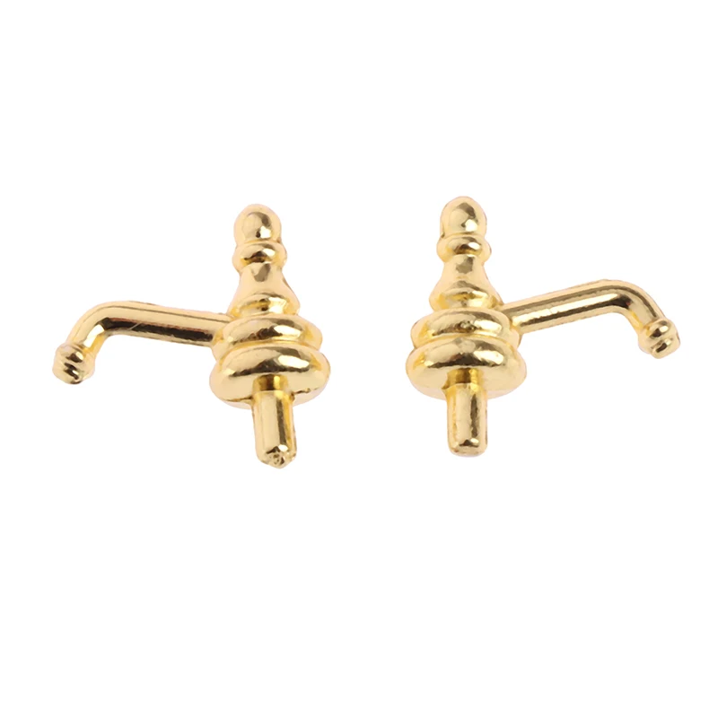 2pcs Miniature Alloy Water Tap Faucet Dollhouse Home Kitchen Shop Ornament 1:12