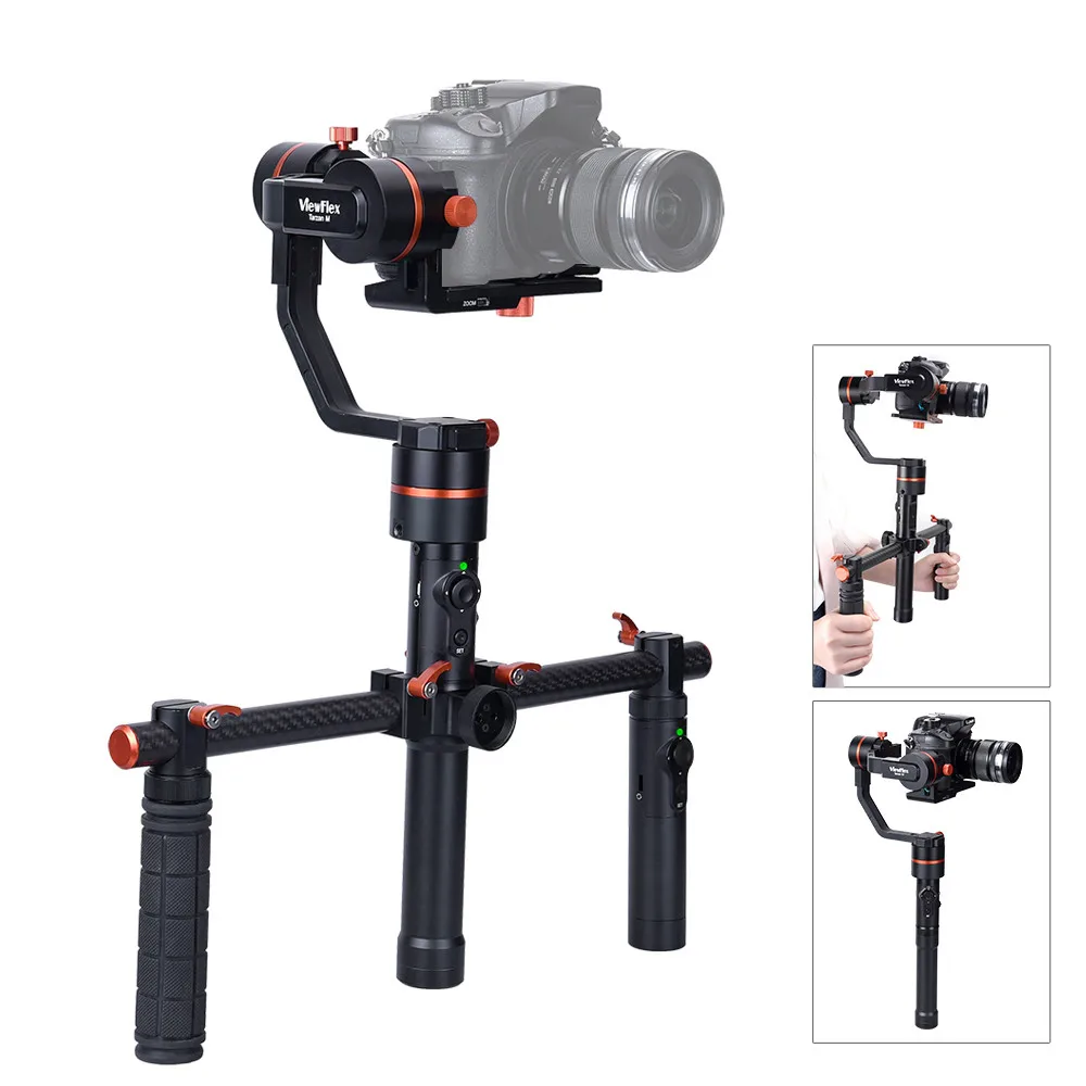 ViewFlex Тарзан м(A) 3-осевой ручной Gimbal Video Стабилизатор+ электронный с двумя рукоятками для sony Panasonic Canon BMCC BMPCC