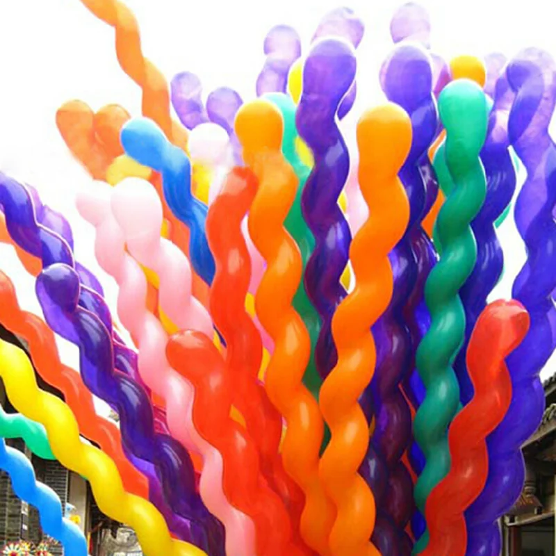 

20 Pcs/lot Cute Screw Twisted Latex Balloon Spiral Thickening Long Balloon Bar KTV Party Supplies Strip Shape Balloon
