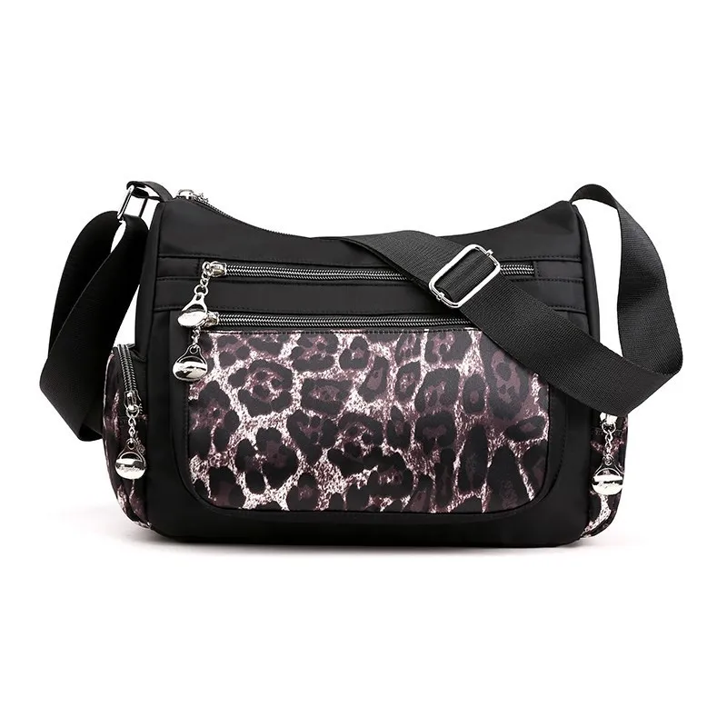 Модная женская сумка через плечо, водонепроницаемая нейлоновая мягкая сумка на молнии, роскошные сумки, женские сумки через плечо для дизайнера Bolsa Feminina - Цвет: Leopard
