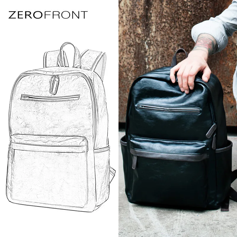 

ZEROFRONT Men's Fashion Backpacks New Style Soft PU Leather Casual Student Laptop Bags Multi-functional Large Business Bags