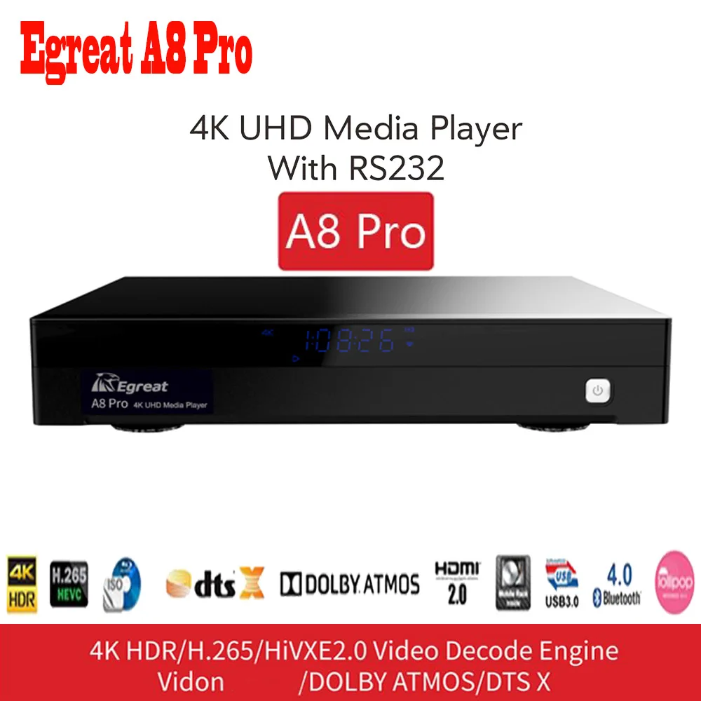 Egreat A8 Pro UHD медиаплеер Профессиональный 4K Android 7,0 Smart tv Box Bluetooth 3,5 ''HDD SATA HDMI2.0 HD приставка клавиатура - Цвет: Egreat A8 Pro only