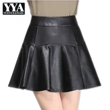 Новые плиссированные оборки Соблазнительные мини-юбки Дамские туфли из pu искусственной кожи высокое качество Офисные женские туфли работы юбки на молнии в Корейском стиле уличная