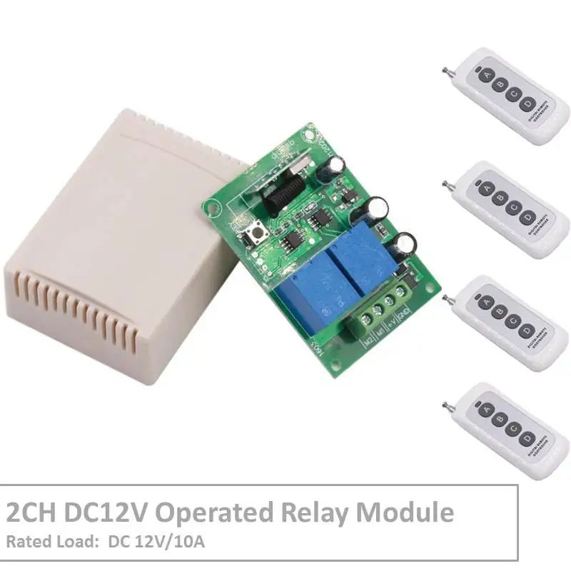 

RF Switch Remote Control DC 12V 2 Gang Relay Receiver and 1527 learning code Transmitter For LED Light Electric Device Control