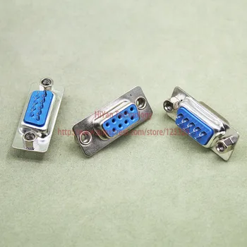 

(10pcs/lot) RS232 Blue Parallel Serial Port DB9 9 Pin D Sub Female Wire Solder Connector DB9 Socket Plug Adapter Back With Nut