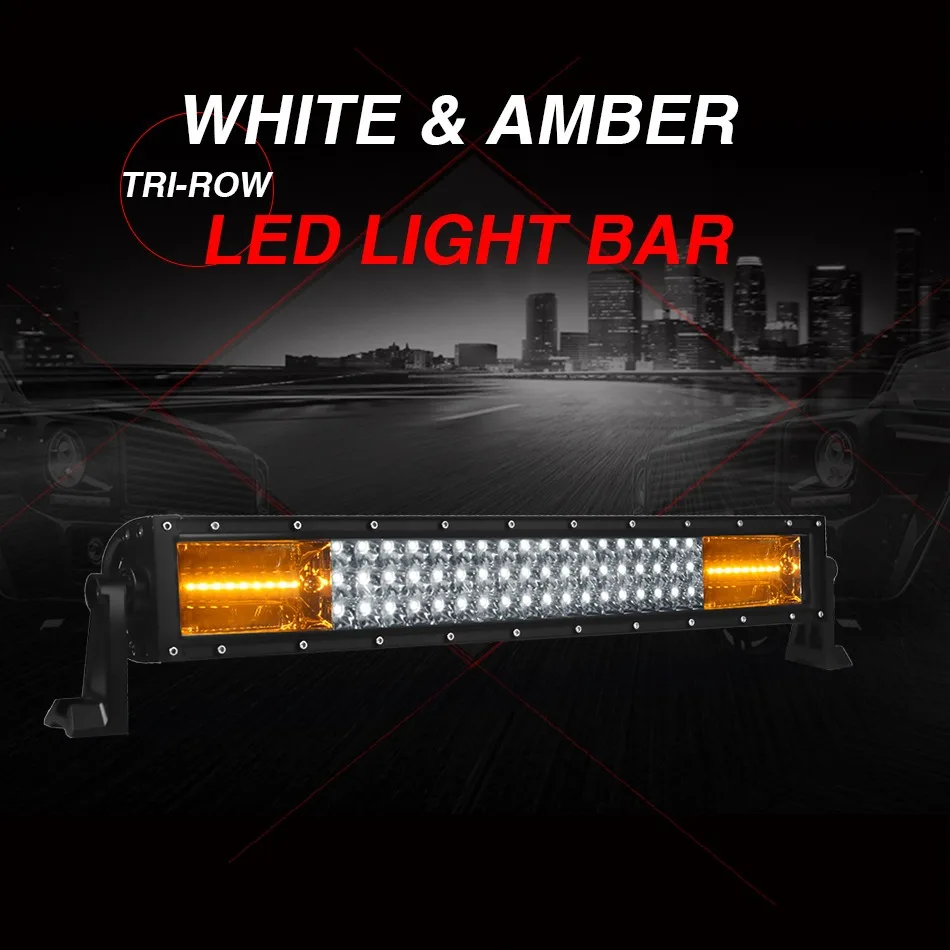 22 inch 324W triple row white amber led light bar (1)