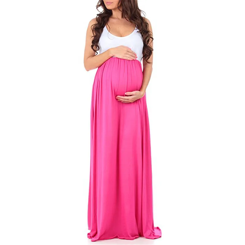 

Summer Sleeveless Long Patchwork Pregnancy Dress Photography Pregnant Women Dress Casual Clothes Maternity Dresses for Photo