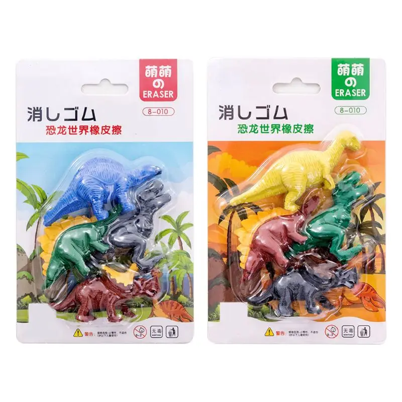 

4pcs/pack Kawaii Rubber Eraser Creative Cartoon Dinosaur Shaped Stationery Student Children Kids Gift