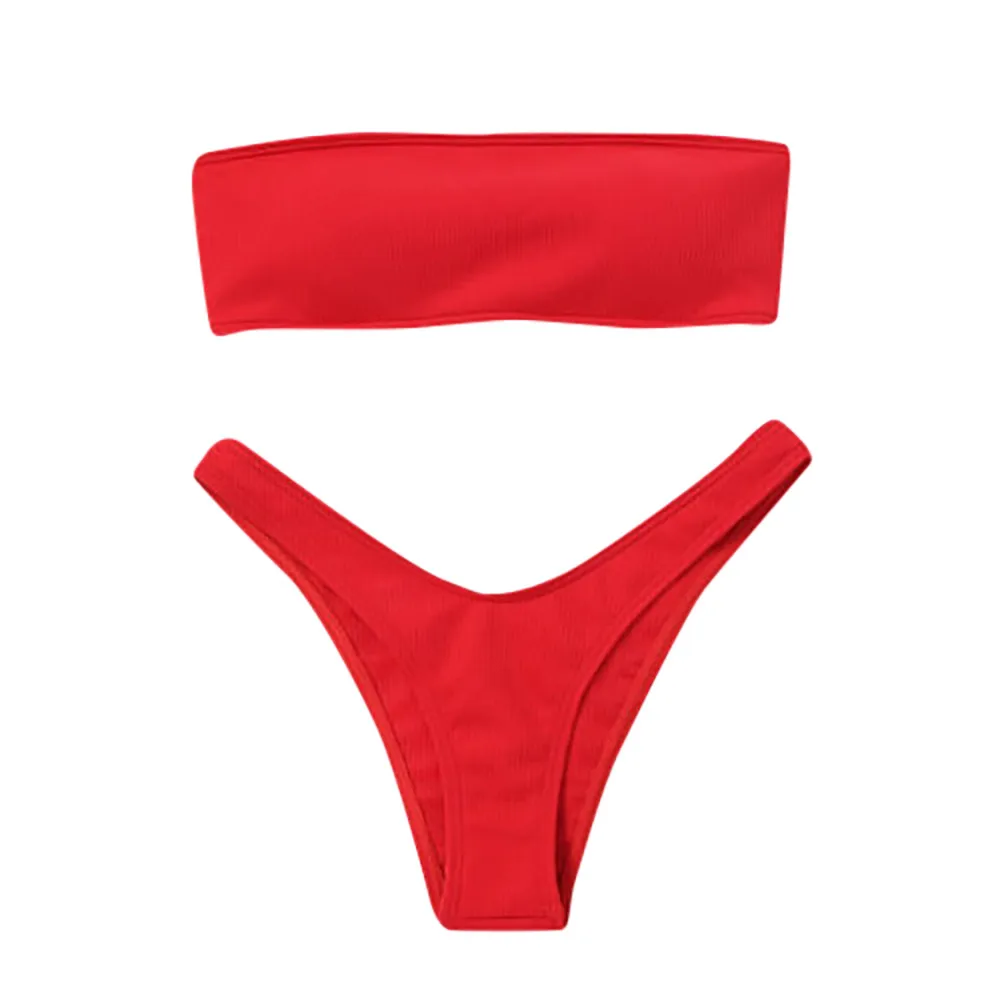 

Women Swimsuit Swimwear Push Up stroje kpielowe damskie High Cut Bandeau Bikini Set verano 2019 mujer biquines para mulheres