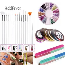 Addfavor Набор для красоты ногтей инструменты для дизайна ногтей кисти для рисования раскрашивающая ручка для ногтей в рулонах
