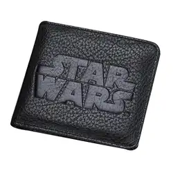 Черный кошелек Star Wars из искусственной кожи, двойной складной кошелек, деловой мужской короткий кошелек, сумка для карт