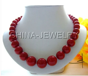 

Beautiful 17.5" 16mm perfect round red south sea shell pearl necklace Lovely Women's Wedding Jewelry Pretty!