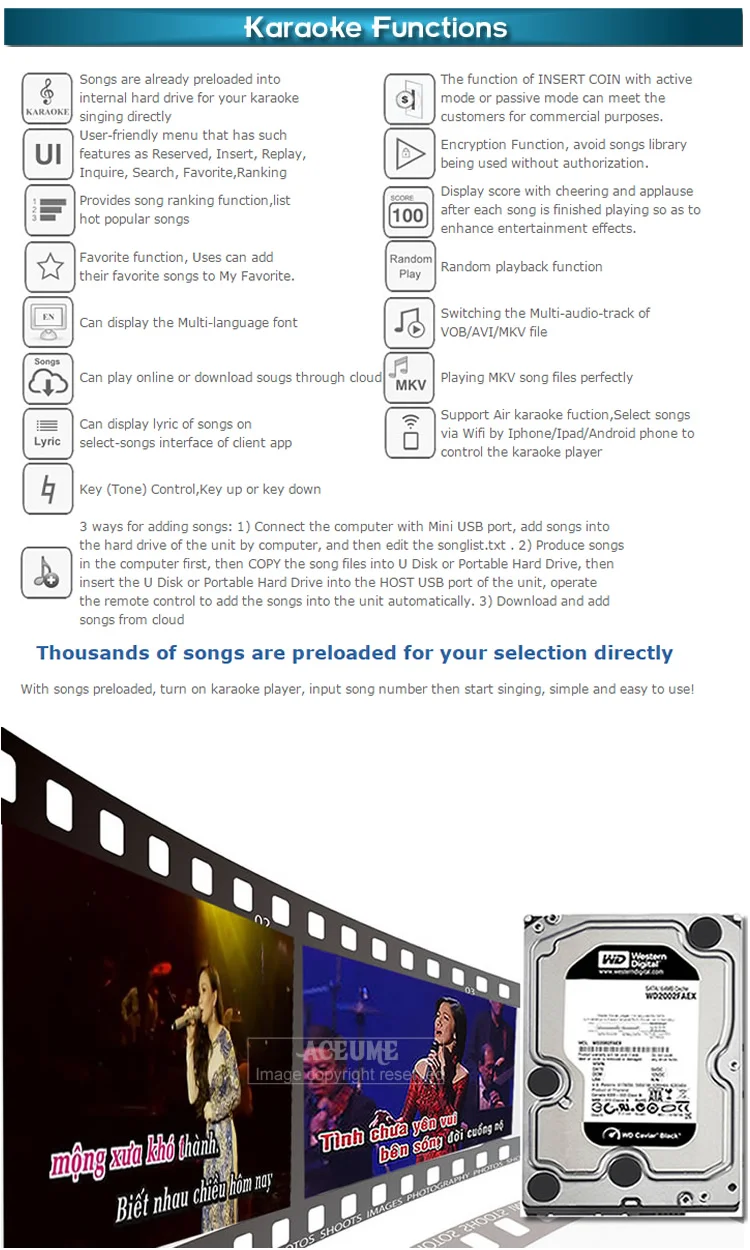 3 ТБ HDD 37K английский, малайский индонезийский песни, Android караоке машина/Jukebox, бесплатное облако скачать, YOUTUBÊ, дома KTV поют