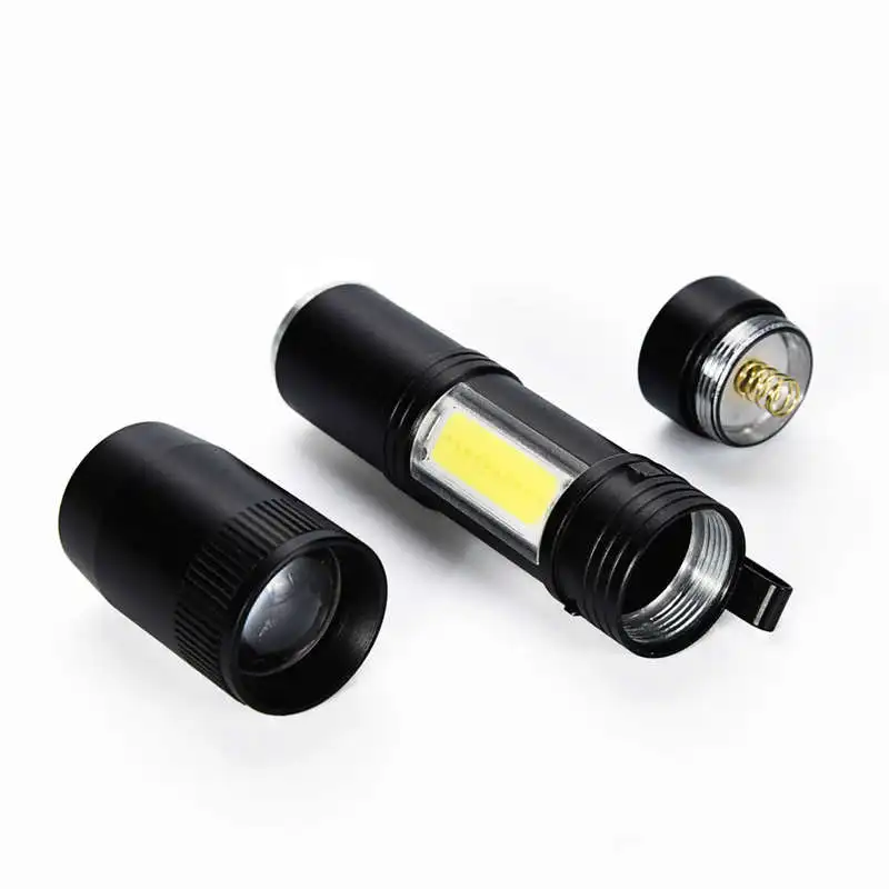 Super Bright Zoomable Mini LED Flashlight XPE Q5+COB LED Torch Lamp Penlight AA14500 4 Modes powerful led flashlight #4A30 (3)
