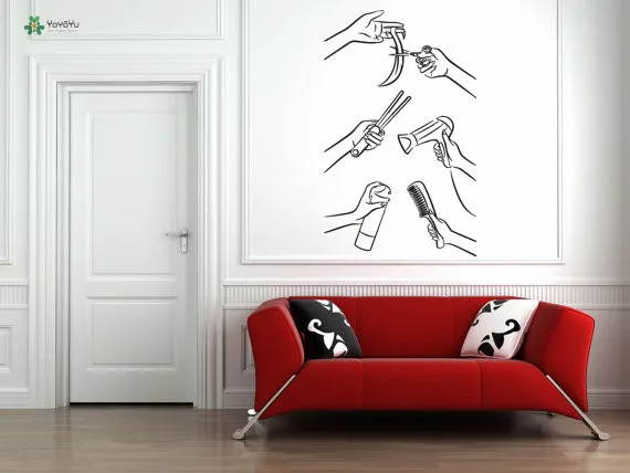

YOYOYU Vinyl Wall Decal Girl Hand Hair Care Salon Barber Stylist Interior Room Modern Art Decoration Stickers FD397