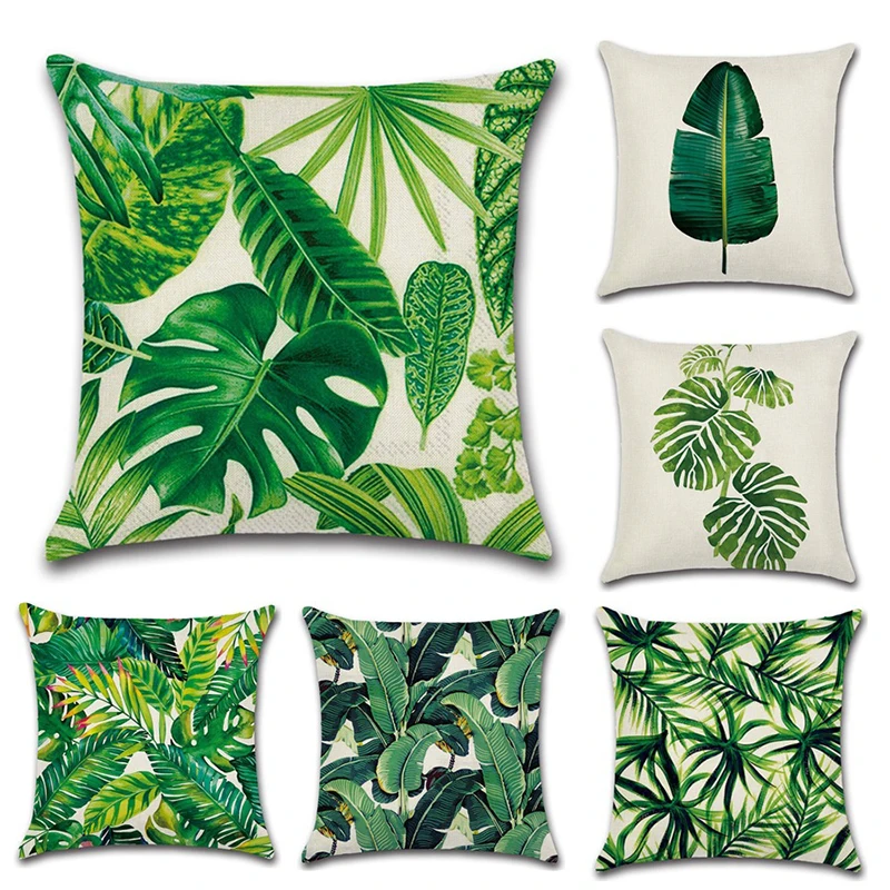 

Tropical Plant Pillow Cover Tropic Green Frond Leaf Throw Pillowcase Decorative Pillows Cushion Cases For Home Hotel Bedroom
