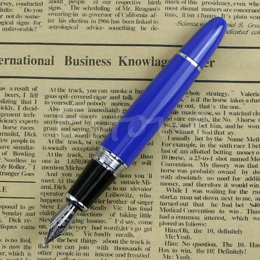 Горячая Роскошная сталь Jinhao 159 синяя и Серебряная отделка Средний Перьевая ручка цветные ручки